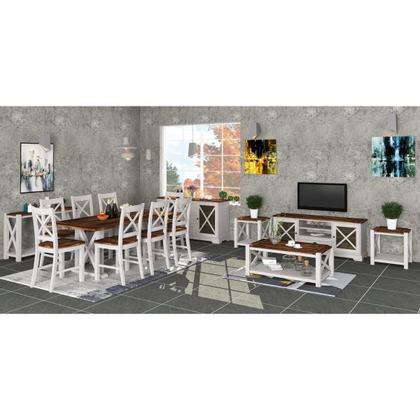 Erica 7pc Dining Set 200cm Table 6 Chair Solid Acacia Wood Timber Brown White Online Sale