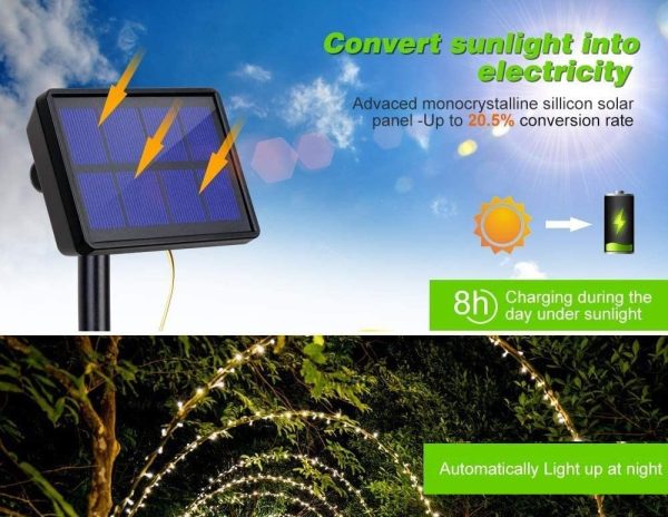 200 Waterproof LED Solar Fairy Light Outdoor with 8 Lighting Modes for Home,Garden and Decoration Supply