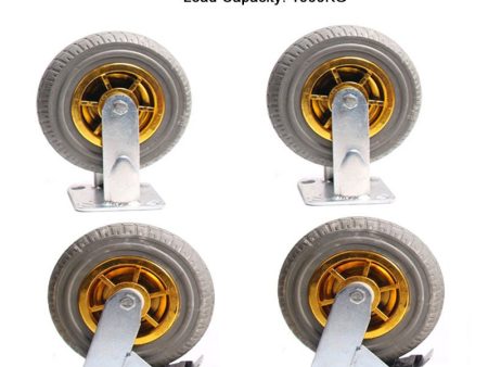 4x 8  Heavy Duty Industrial Swivel Brake Caster Tyre Tyres Wheel Wheels Castor 1000KG Trolley on Sale