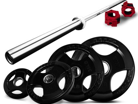 20kg 2.2m Olympic Barbell Bar 700lb w  Collars & Weight Plates - Gym Fitness Fashion