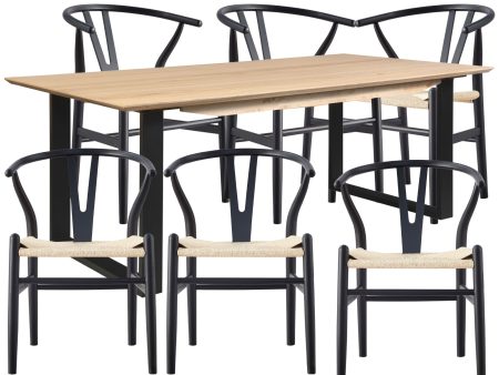 Aconite 7pc 180cm Dining Table Set 6 Wishbone Chair Solid Messmate Timber Wood Online now