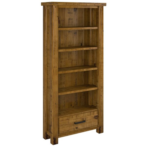 Teasel Bookshelf 190cm Bookcase Display Unit Solid Pine Timber Wood - Rustic Oak Discount