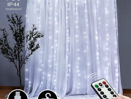 300 LEDs Window Curtain Fairy Lights 8 Modes and Remote Control for Bedroom (Cool White, 300 x 300cm) Fashion