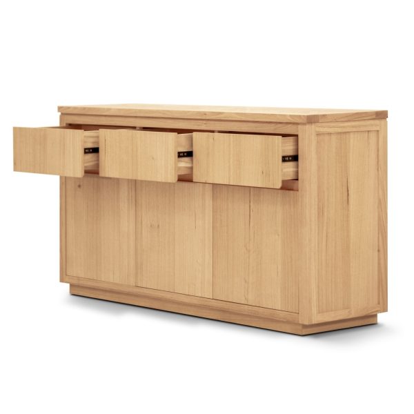 Rosemallow Buffet Table 165cm 3 Door 3 Drawer Solid Messmate Timber - Natural Online Sale