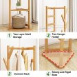 Bamboo Clothes Coat Rack Garment Stand Shelf Tree Hanger Bag Hat Hook Holder Dark Brown For Discount