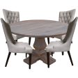 Florence  5pc Round Dining Table Set 135cm 4 Fabric Chair French Provincial Sale