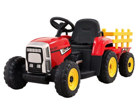 Rigo Ride On Car Tractor Trailer Toy Kids Electric Cars 12V Battery Red Discount