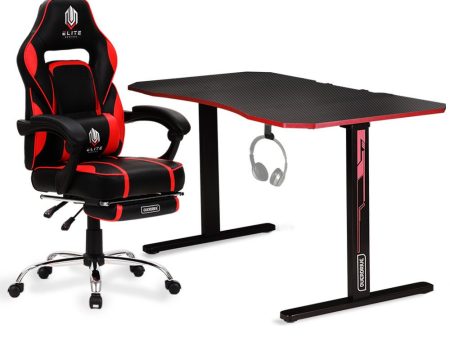 OVERDRIVE Gaming Chair Desk Racing Seat Setup PC Black Office Table Foot Combo Online now