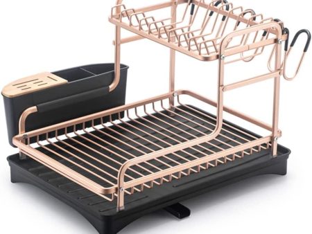 Aluminum Dish Drying Rack with Removable Cutlery Holder and Cup Holder on Sale