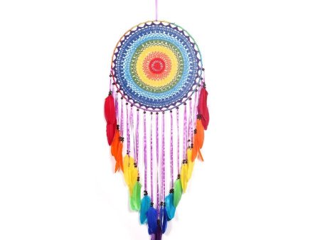 Large Hippie Rainbow Coloured Dream Catcher | 120cm Online Sale