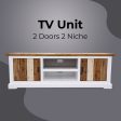 Orville ETU Entertainment TV Unit 180cm 2 Door Solid Acacia Timber - Multi Color For Sale