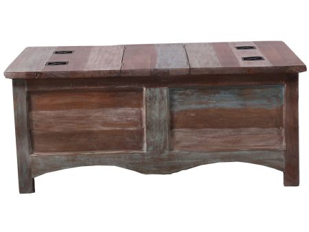 Gulmohar Coffee Table Antique Handcrafted Mango Wood Storage Trunk Chest Box Cheap