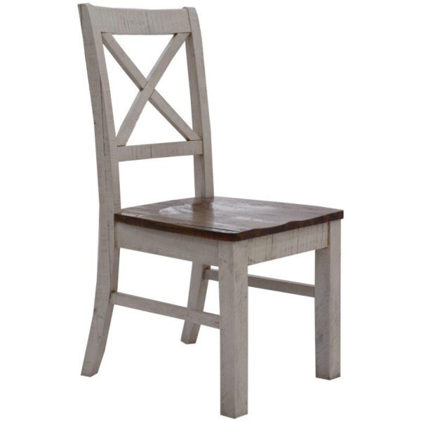 Erica X-Back Dining Chair Set of 8 Solid Acacia Timber Wood Hampton Brown White Online now