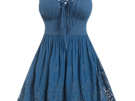 Beautiful Women s Mini Embroidered Lace Up Summer Boho Dress | Various Colours | S-XXXL For Sale