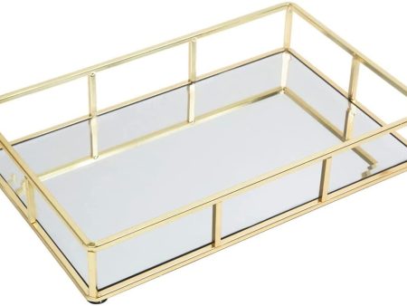 Tray Gold Mirror Decorative for Storage Jewelry and Makeup accessories on Sale