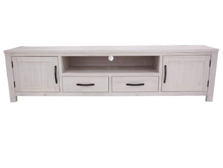 Foxglove ETU Entertainment TV Unit 216cm 2 Drawer 2 Door Mt Ash Wood - White on Sale