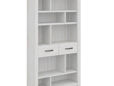 Foxglove Bookshelf Bookcase 5 Tier 2 Drawers Solid Mt Ash Timber Wood - White Discount