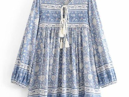 Women s Vintage Styled Long Sleeve Beach Bohemian Dress | S-L Online Sale