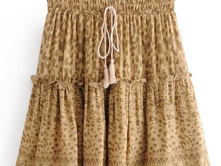 Blush Leopard Printed Tassel Bohemian Skirt | M-L on Sale