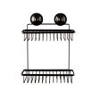 KiahLoc Black Double Rectangular Shelf Removable Suction Sale