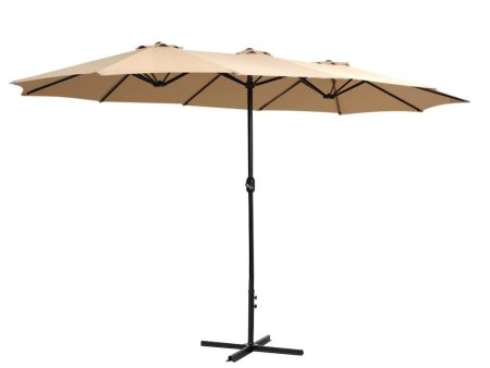 Instahut Outdoor Umbrella Twin Umbrella Beach Stand Base Garden Sun Shade 4.57m Online Sale