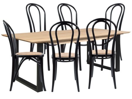 Aconite 7pc 180cm Dining Table Set 6 Arched Back Chair Solid Messmate Timber Online Hot Sale