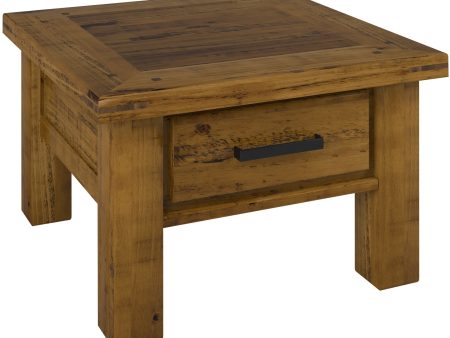 Teasel Lamp Table 70cm Side End Sofa Tables Solid Pine Timber Wood - Rustic Oak For Sale