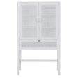 Jasmine Tall Storage Cabinet 90cm 2 Door 1 Drawer Mindi Wood Rattan - White Discount