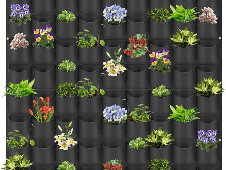 72 Pockets Wall Hanging Planter Planting Grow Bag Vertical Garden Vegetable Flower Black Supply