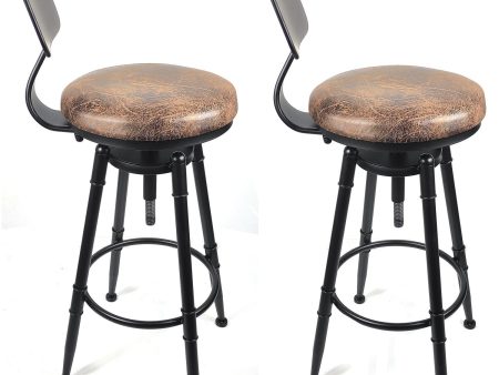 2x Vintage Industrial Rustic Bar Stool Kitchen Stool Swivel Chair Counter Height Supply