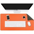 Orange 90cm*45cm Dual Side Office Desk Pad Waterproof PU Leather Computer Mouse Pad Supply