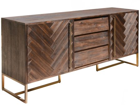 Tuberose Buffet Table 180cm 2 Door 3 Drawer Solid Acacia Timber Wood - Brown Online now