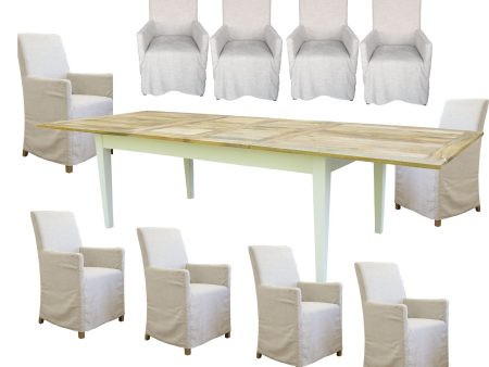 Lavasa 11pc Dining Set Extendable Mango Wood Table 170-250cm 10 Carver Chair Online Sale