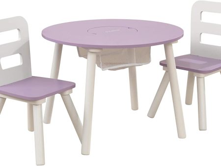 Round Table and 2 Chair Set for children (Lavender) For Cheap