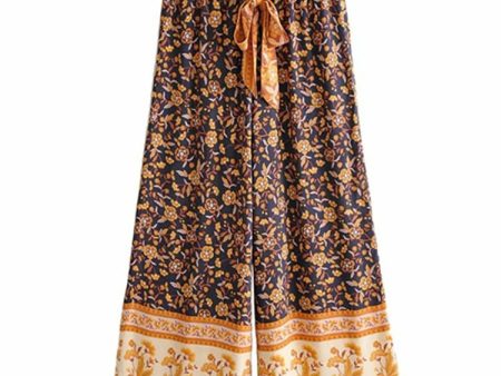 Elegant Women s Floral Wide Leg Bohemian Pants | Loose Fit | S-L Supply