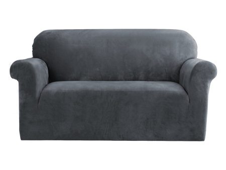 Artiss Velvet Sofa Cover Plush Couch Cover Lounge Slipcover 2 Seater Grey Fashion