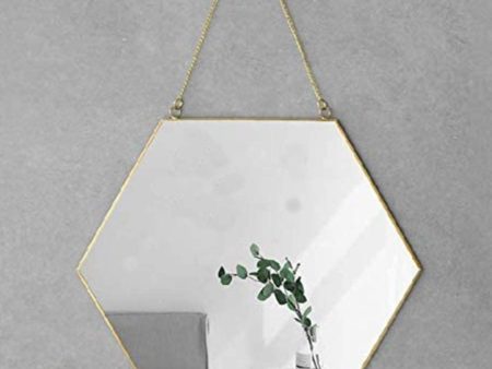 Hexagon Hanging Wall Mirror Decor (Gold Color) on Sale