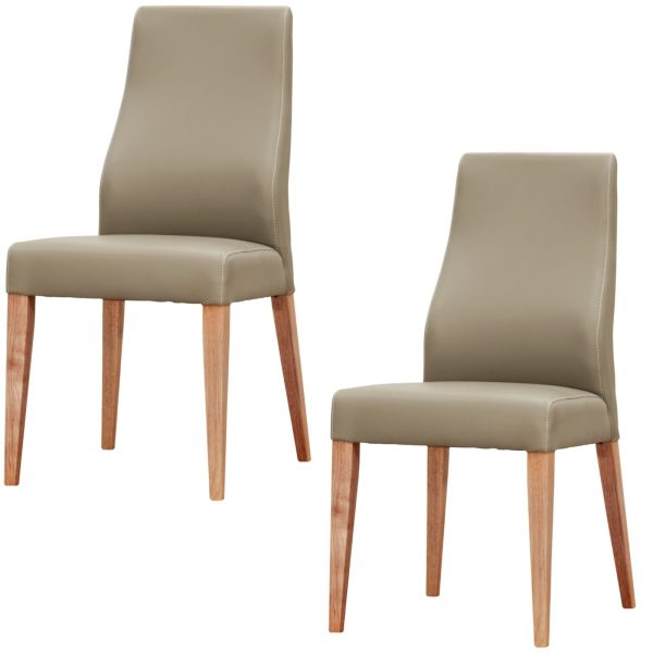 Rosemallow Dining Chair Set of 2 PU Leather Seat Solid Messmate Timber - Silver Supply