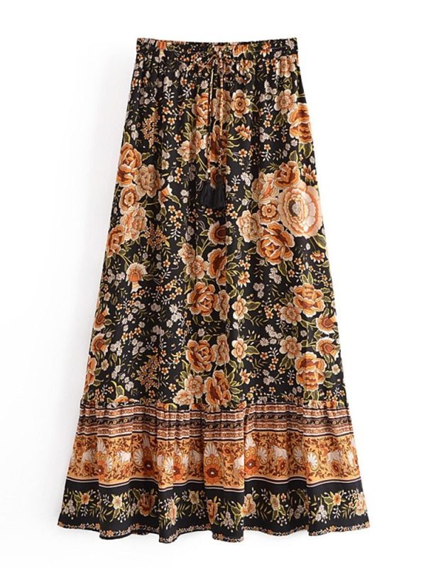 Elegant Women s Long Maxi Bohemian Skirt | High Waisted | S-L Cheap