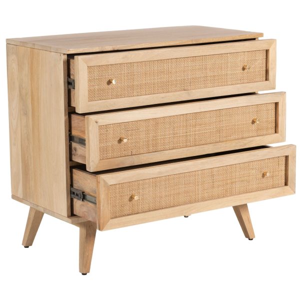 Olearia  Storage Cabinet Buffet Chest of 3 Drawer Mango Wood Rattan Natural Online Sale