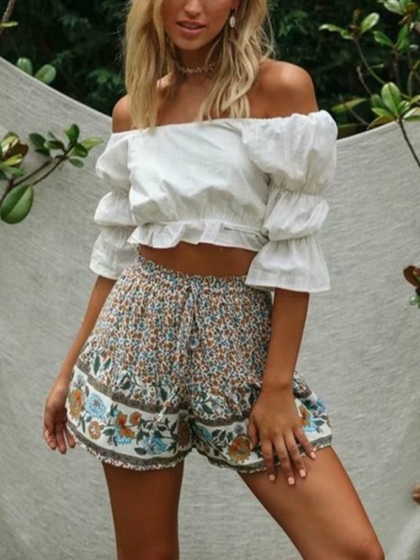 Cute Boho Hippie Summer Shorts | Flower Design | S-L Online now