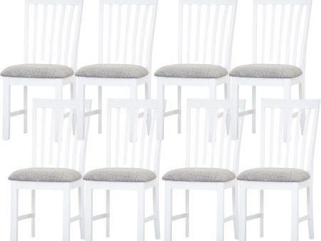 Laelia Dining Chair Set of 8 Solid Acacia Timber Wood Coastal Furniture - White Online