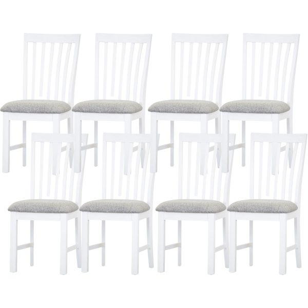 Laelia Dining Chair Set of 8 Solid Acacia Timber Wood Coastal Furniture - White Online