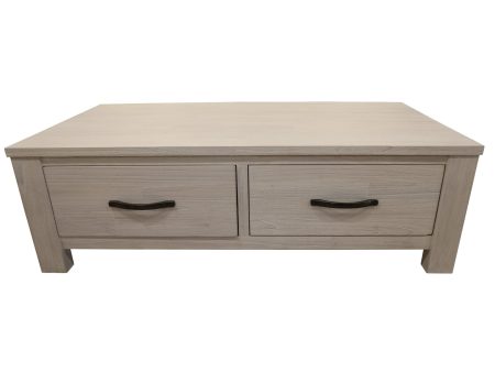 Foxglove Coffee Table 127cm 2 Drawer Solid Mt Ash Timber Wood - White Sale