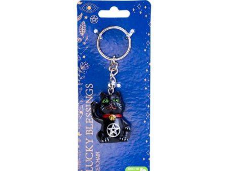 Black Cat Pentacle Keychain Online Sale