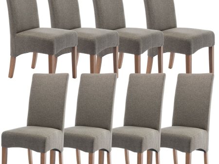 Aksa Fabric Upholstered Dining Chair Set of 8 Solid Pine Wood Furniture - Grey Discount