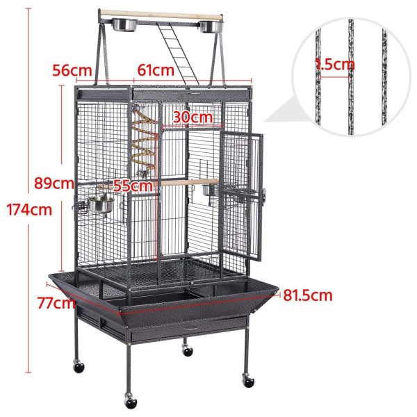 174cm Large Rolling Mobile Bird Cage Birdcage Finch Aviary Parrot Animals Playtop Stand Canary Finch Online now