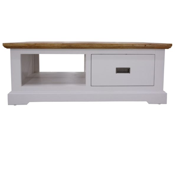 Orville Coffee Table 120cm 1 Drawer Solid Acacia Timber Wood - Multi Color on Sale