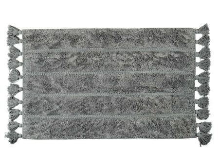 Cotton Fringe Tufted Non-Slip Bathmat Charcoal Grey Hot on Sale