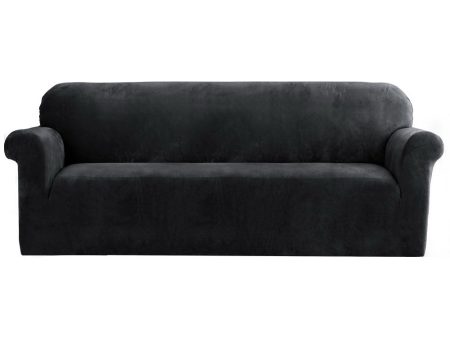 Artiss Velvet Sofa Cover Plush Couch Cover Lounge Slipcover 4 Seater Black Online Hot Sale